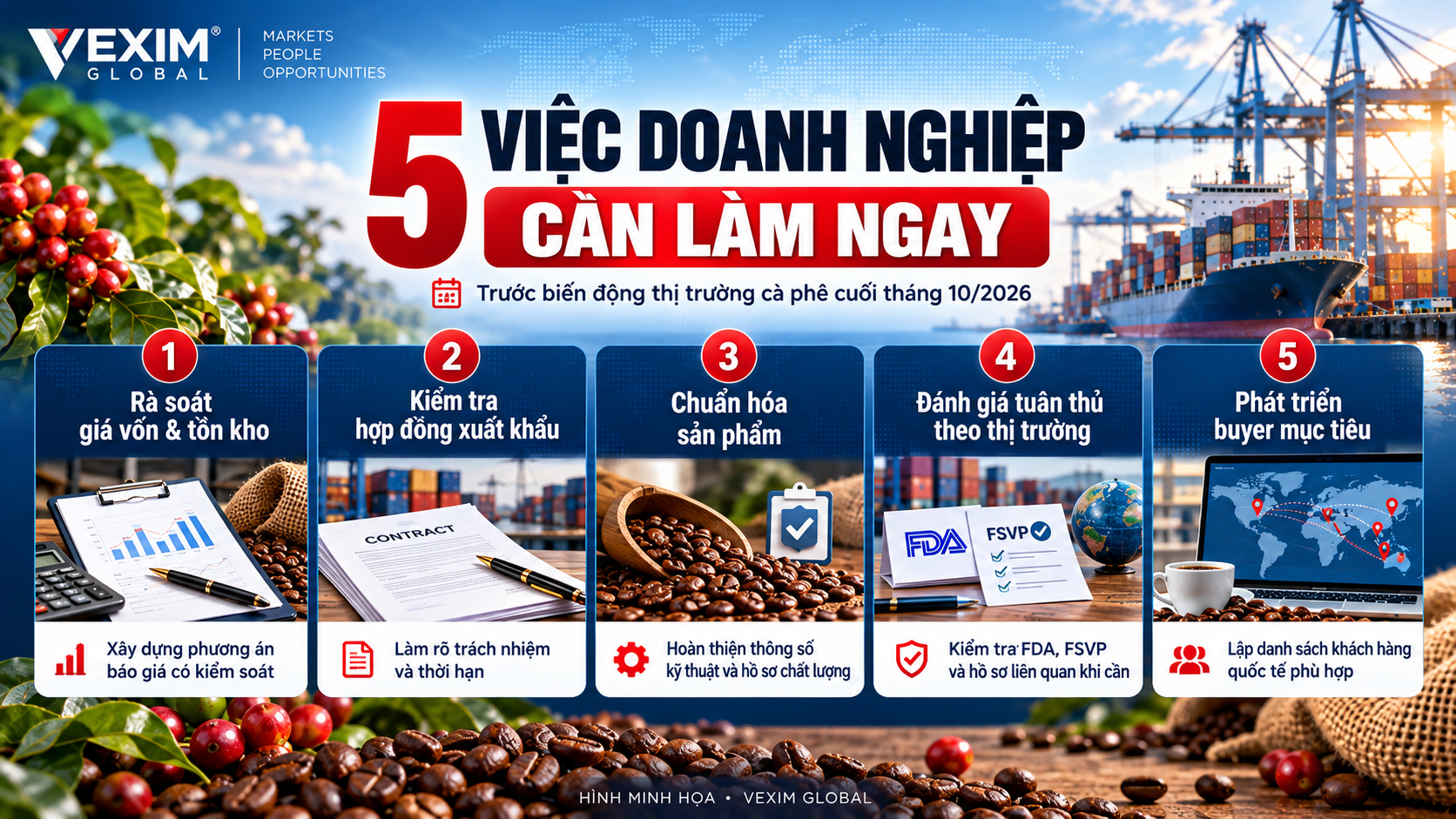 Năm bước quản trị giá chất lượng tuân thủ và tìm buyer xuất khẩu cà phê